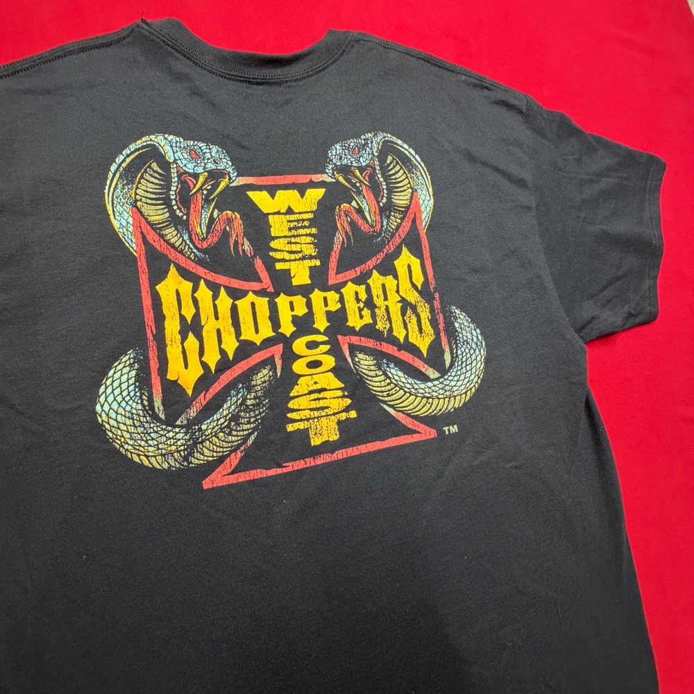 West Coast Choppers Jesse James Cobra Iron Cross Graphic T-Shirt Mens XL Black